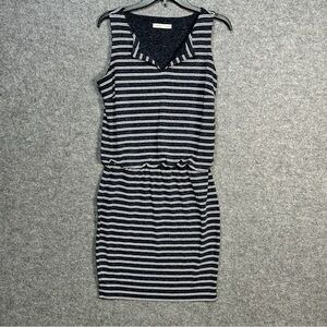 Athleta Vida Striped Sleeveless Navy Tank Blouson Dress Comfy Casual Athleisure